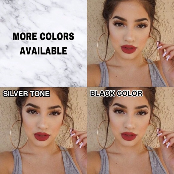 🔴5/$15🔴CLEARANCE Big Black Hoop Earrings NEW - Picture 7 of 8